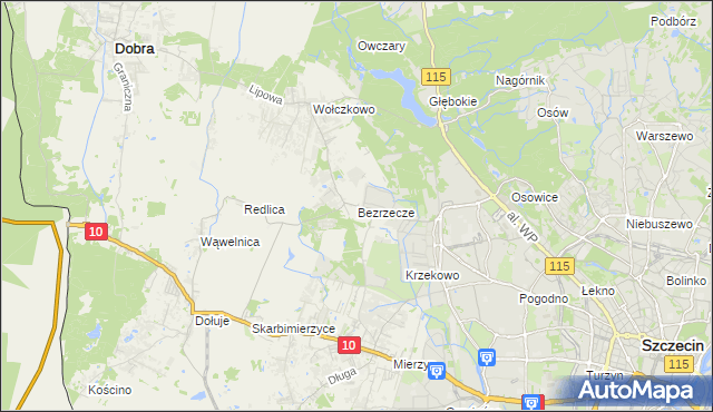 mapa Bezrzecze, Bezrzecze na mapie Targeo