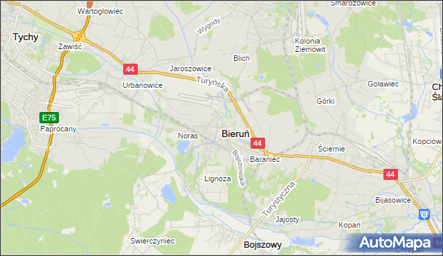 mapa Bieruń, Bieruń na mapie Targeo