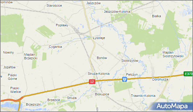 mapa Bonów gmina Trawniki, Bonów gmina Trawniki na mapie Targeo