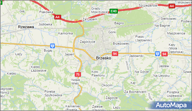 mapa Brzesko, Brzesko na mapie Targeo