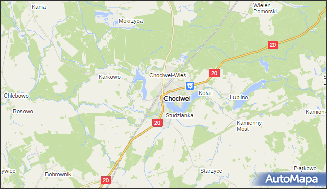 mapa Chociwel powiat stargardzki, Chociwel powiat stargardzki na mapie Targeo