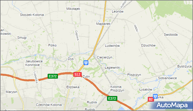 mapa Ciecierzyn gmina Niemce, Ciecierzyn gmina Niemce na mapie Targeo