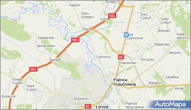 mapa Czarnocin gmina Piątnica, Czarnocin gmina Piątnica na mapie Targeo