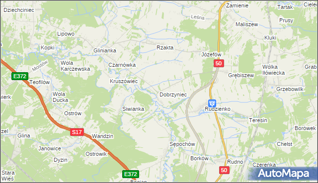 mapa Dobrzyniec, Dobrzyniec na mapie Targeo