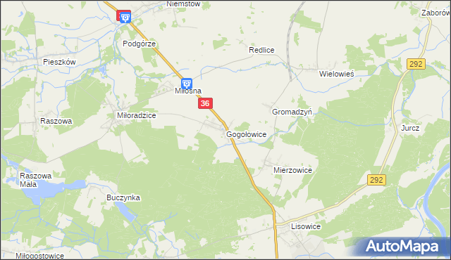 mapa Gogołowice gmina Lubin, Gogołowice gmina Lubin na mapie Targeo