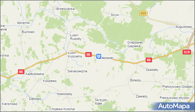 mapa Grabowiec gmina Bielsk Podlaski, Grabowiec gmina Bielsk Podlaski na mapie Targeo