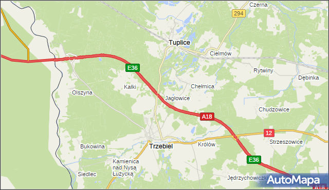 mapa Jagłowice, Jagłowice na mapie Targeo