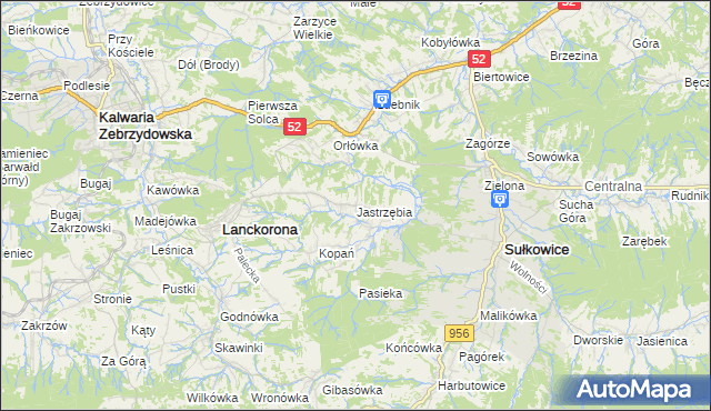 mapa Jastrzębia gmina Lanckorona, Jastrzębia gmina Lanckorona na mapie Targeo