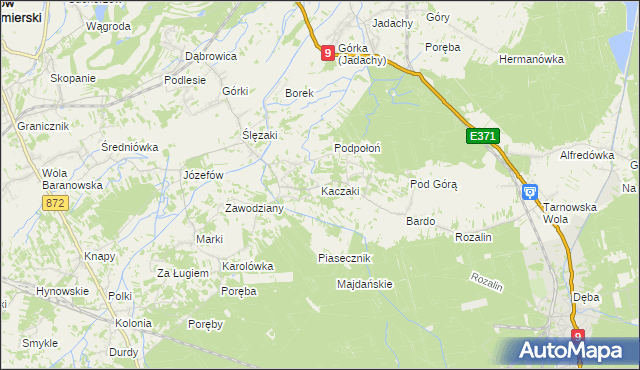 mapa Kaczaki, Kaczaki na mapie Targeo