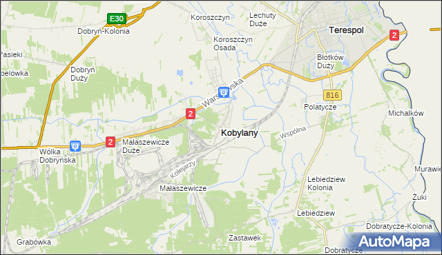 mapa Kobylany gmina Terespol, Kobylany gmina Terespol na mapie Targeo