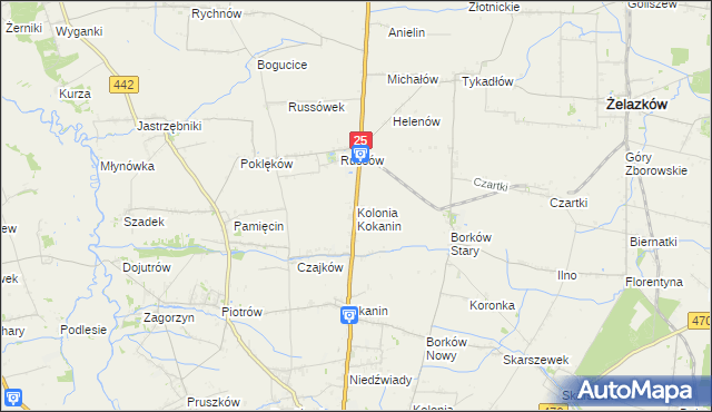 mapa Kolonia Kokanin, Kolonia Kokanin na mapie Targeo