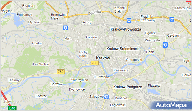 mapa Krakowa, Kraków na mapie Targeo