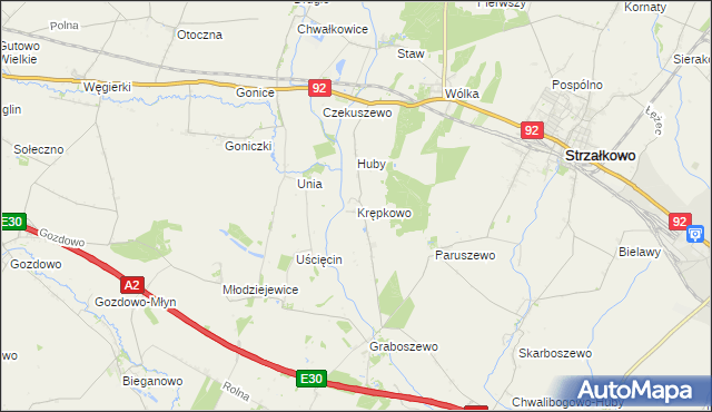 mapa Krępkowo gmina Strzałkowo, Krępkowo gmina Strzałkowo na mapie Targeo