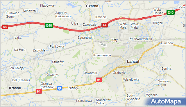 mapa Krzemienica gmina Czarna, Krzemienica gmina Czarna na mapie Targeo