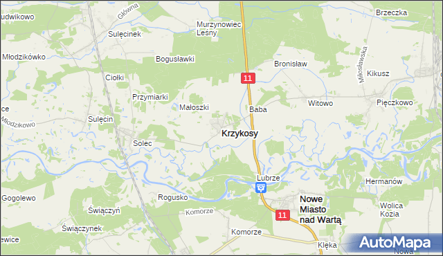 mapa Krzykosy powiat średzki, Krzykosy powiat średzki na mapie Targeo