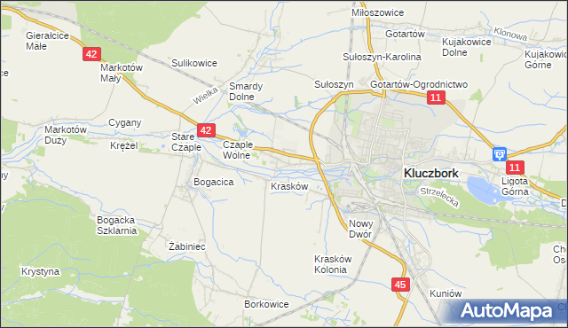 mapa Ligota Dolna gmina Kluczbork, Ligota Dolna gmina Kluczbork na mapie Targeo