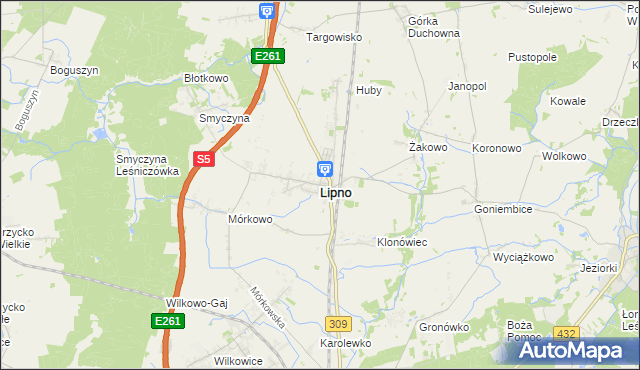 mapa Lipno powiat leszczyński, Lipno powiat leszczyński na mapie Targeo