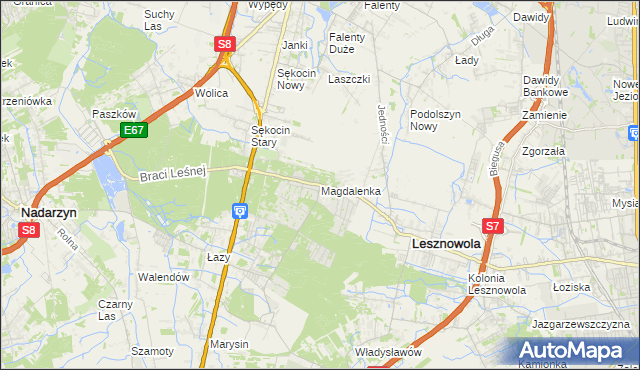 mapa Magdalenka gmina Lesznowola, Magdalenka gmina Lesznowola na mapie Targeo