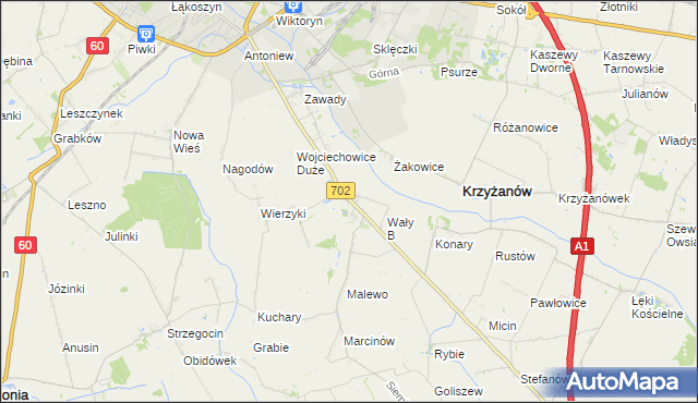 mapa Mieczysławów gmina Krzyżanów, Mieczysławów gmina Krzyżanów na mapie Targeo