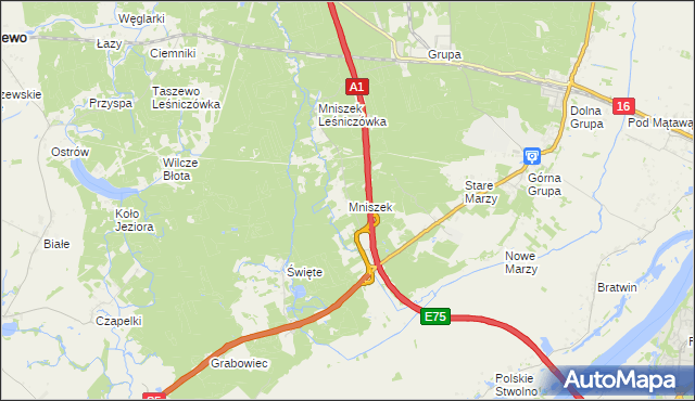 mapa Mniszek gmina Dragacz, Mniszek gmina Dragacz na mapie Targeo