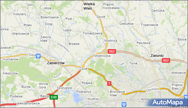 mapa Modlniczka, Modlniczka na mapie Targeo