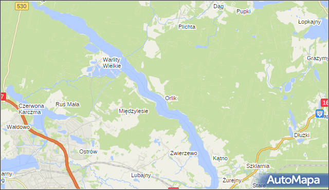 mapa Orlik gmina Łukta, Orlik gmina Łukta na mapie Targeo