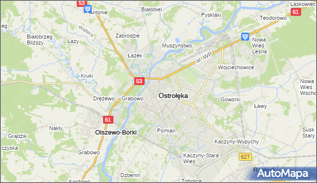 mapa Ostrołęka, Ostrołęka na mapie Targeo