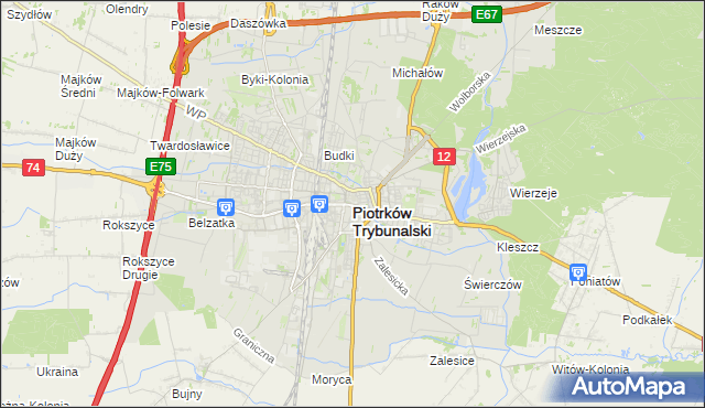 mapa Piotrków Trybunalski, Piotrków Trybunalski na mapie Targeo