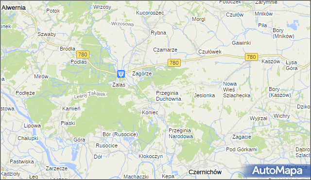 mapa Przeginia Duchowna, Przeginia Duchowna na mapie Targeo