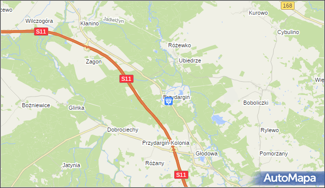 mapa Przydargiń, Przydargiń na mapie Targeo