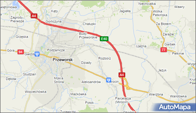 mapa Rozbórz, Rozbórz na mapie Targeo