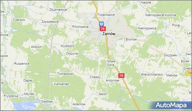 mapa Sielec gmina Żarnów, Sielec gmina Żarnów na mapie Targeo