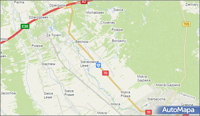 mapa Sierakowice Prawe, Sierakowice Prawe na mapie Targeo