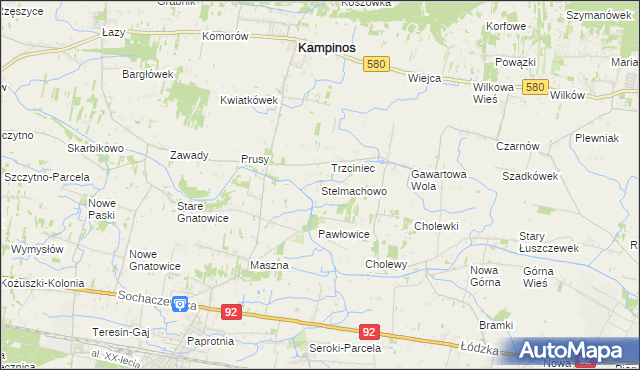 mapa Stelmachowo gmina Leszno, Stelmachowo gmina Leszno na mapie Targeo