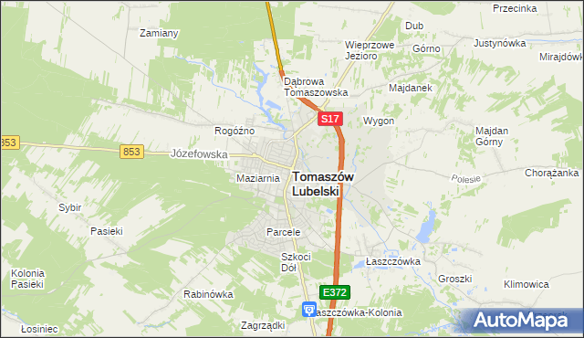 mapa Tomaszów Lubelski, Tomaszów Lubelski na mapie Targeo