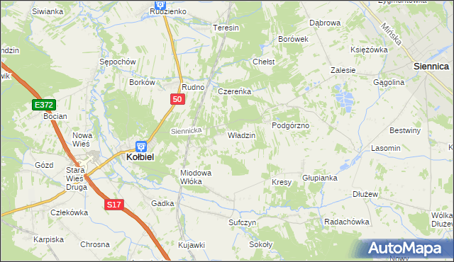 mapa Władzin, Władzin na mapie Targeo