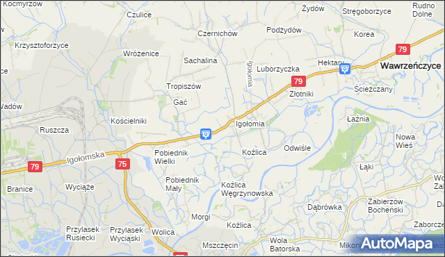 mapa Zofipole gmina Igołomia-Wawrzeńczyce, Zofipole gmina Igołomia-Wawrzeńczyce na mapie Targeo