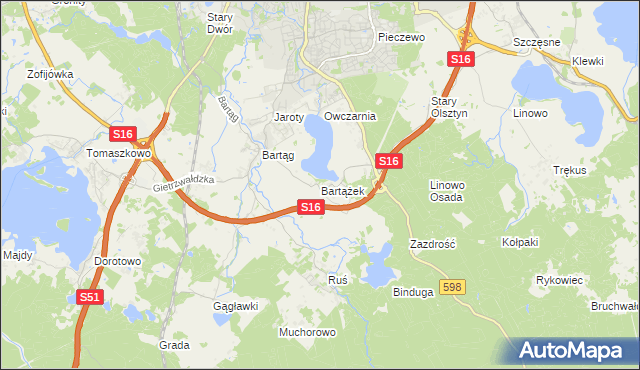 mapa Bartążek, Bartążek na mapie Targeo