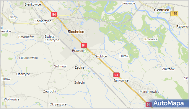 mapa Groblice, Groblice na mapie Targeo