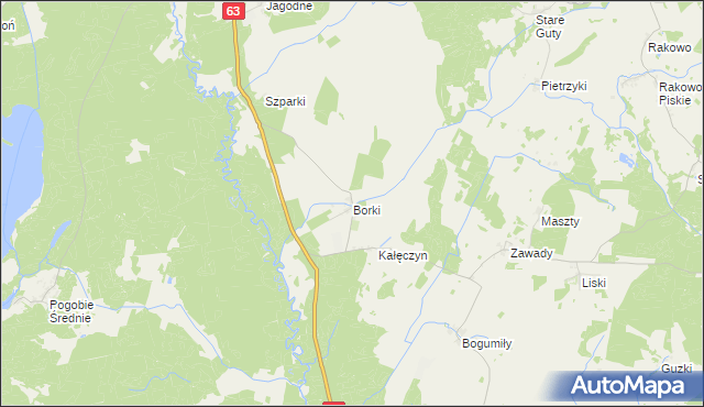 mapa Borki gmina Pisz, Borki gmina Pisz na mapie Targeo