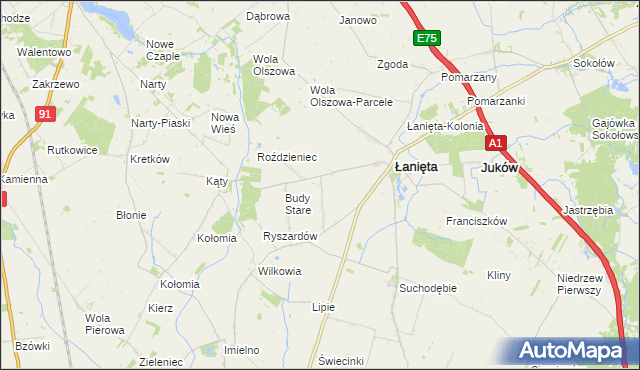 mapa Witoldów gmina Łanięta, Witoldów gmina Łanięta na mapie Targeo