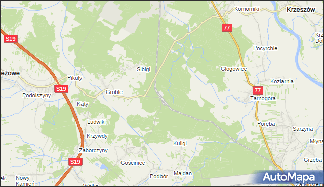 mapa Łętownia gmina Jeżowe, Łętownia gmina Jeżowe na mapie Targeo