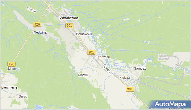 mapa Żędowice, Żędowice na mapie Targeo