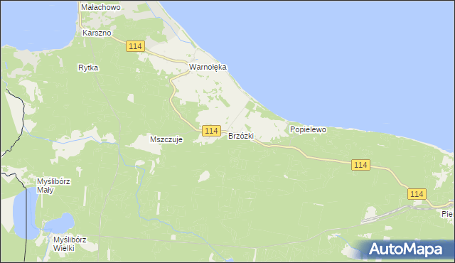 mapa Brzózki gmina Nowe Warpno, Brzózki gmina Nowe Warpno na mapie Targeo