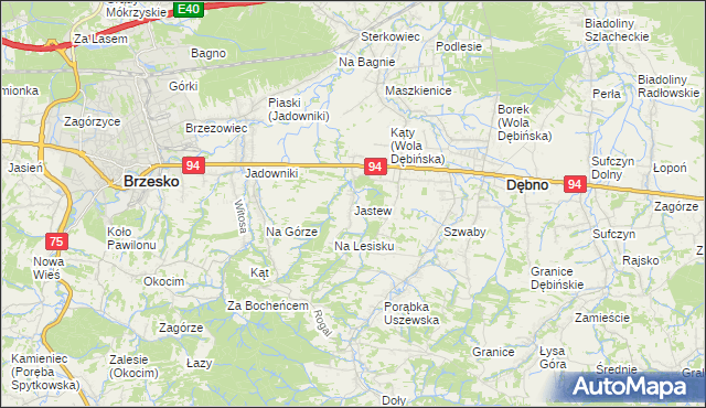 mapa Jastew, Jastew na mapie Targeo