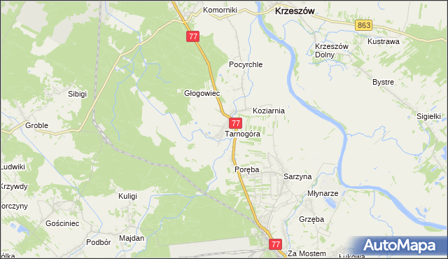 mapa Tarnogóra gmina Nowa Sarzyna, Tarnogóra gmina Nowa Sarzyna na mapie Targeo