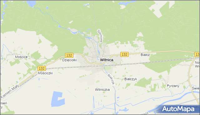 mapa Witnica powiat gorzowski, Witnica powiat gorzowski na mapie Targeo