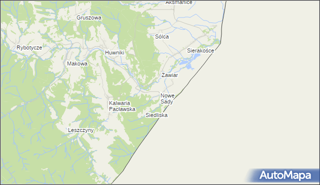 mapa Nowe Sady gmina Fredropol, Nowe Sady gmina Fredropol na mapie Targeo