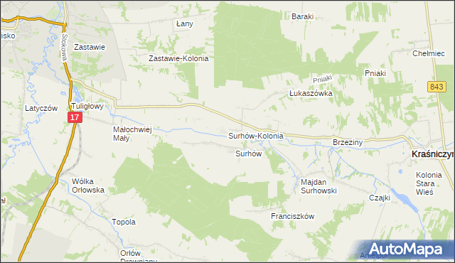 mapa Surhów-Kolonia, Surhów-Kolonia na mapie Targeo