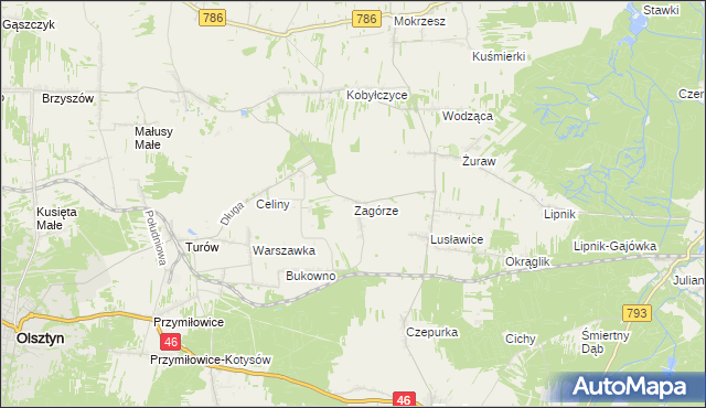 mapa Zagórze gmina Janów, Zagórze gmina Janów na mapie Targeo
